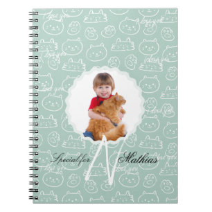 Carnet Motif de chat Monogramme personnalisé avec la phot
