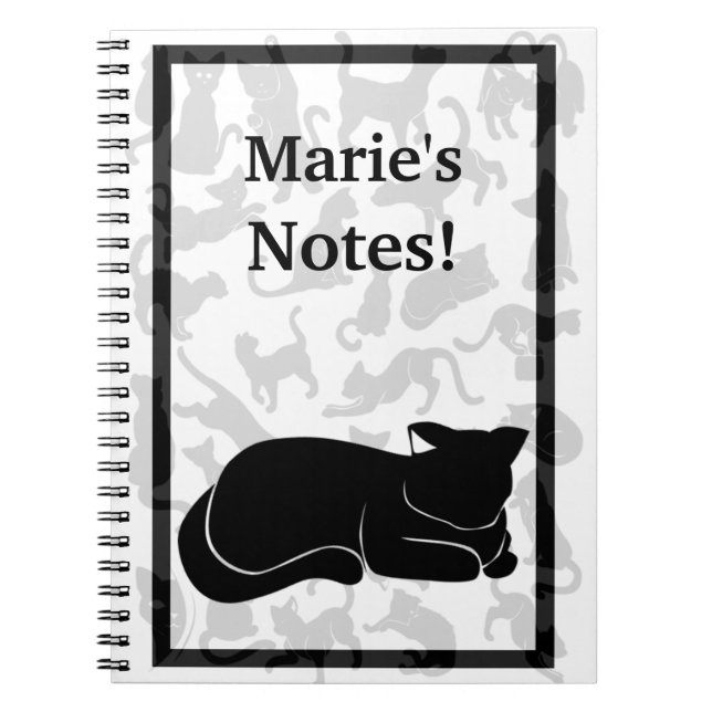 Carnet Motif de chat noir (Devant)