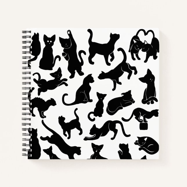 Carnet Motif de chat noir (Devant)