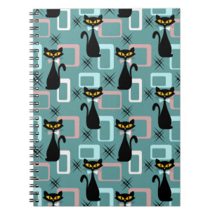 Carnet Motif de chat noir du milieu du siècle