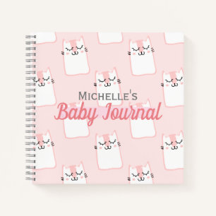 Carnet Motif de chat rose mignon Personnalisé Baby Girl