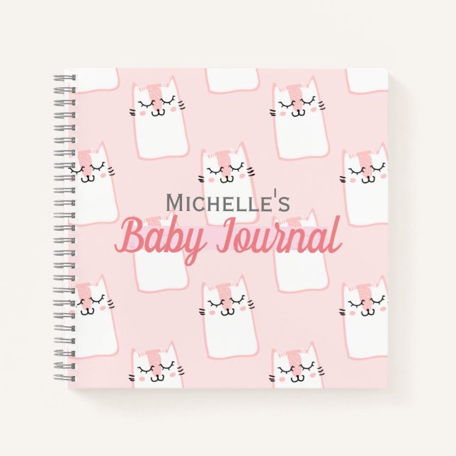 Carnet Motif de chat rose mignon Personnalisé Baby Girl (Devant)