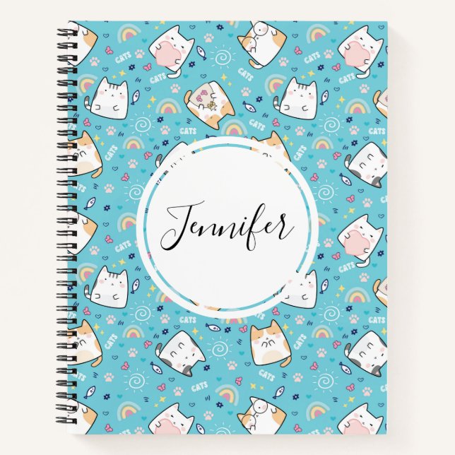Carnet Motif de chaton mignon et fantaisiste (Devant)