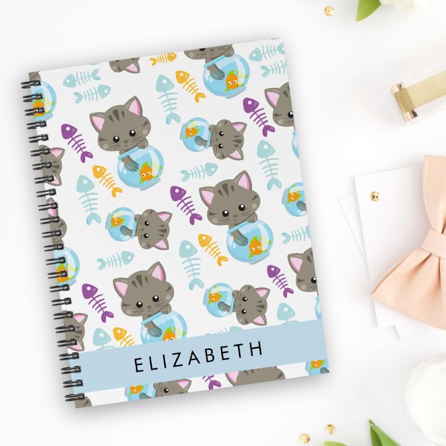 Carnet Motif De Chats, Chats Mignons, Chatons, Votre Nom (Créateur téléchargé)