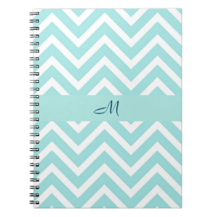 Carnet Motif de chevron bleu avec monogramme