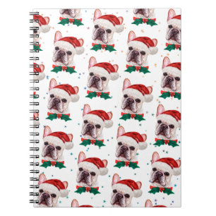 Carnet Motif de chien de Noël de race Bouledogue Français