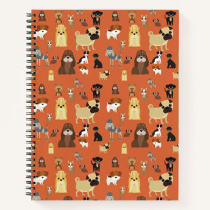 Carnet motif de chiens arrière - plans orange.