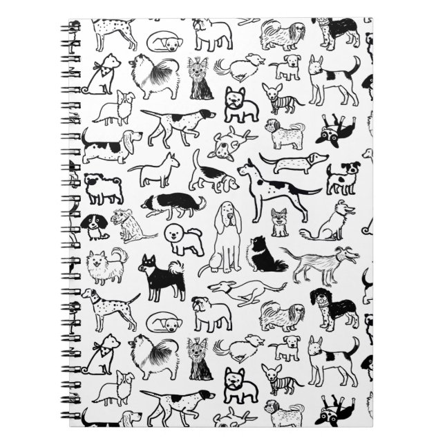 Carnet Motif de chiens noirs et blancs | Cool Canine Love (Devant)