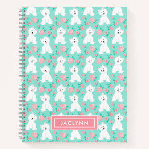 Carnet Motif de chiot floral mignon Personnalisé Ment