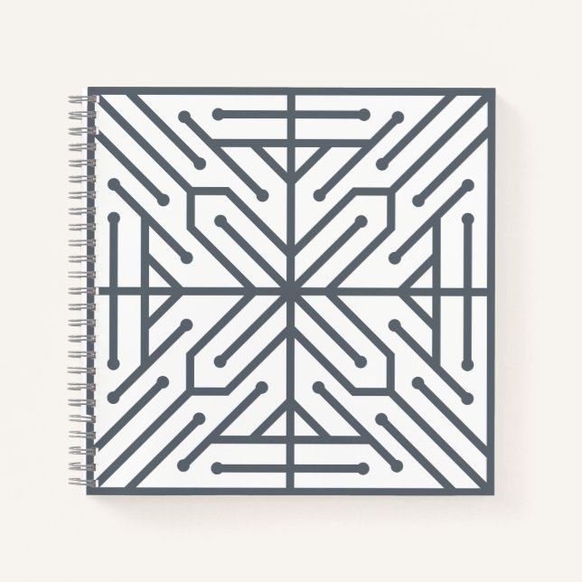 Carnet Motif de circuit technique géométrique Art Déco mo (Devant)