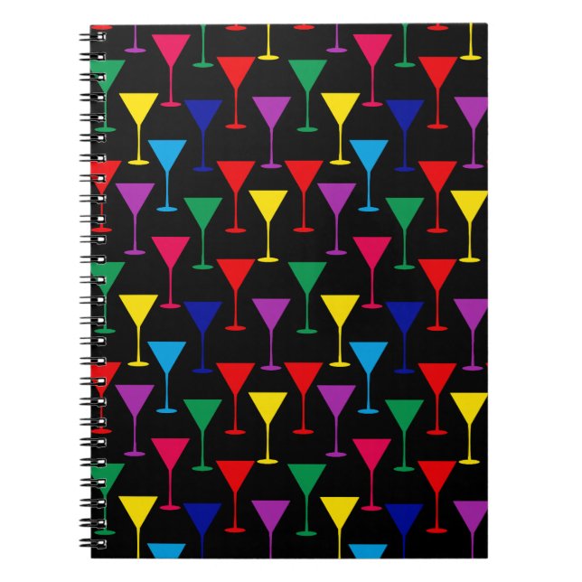 Carnet Motif de cocktail Martini coloré (Devant)