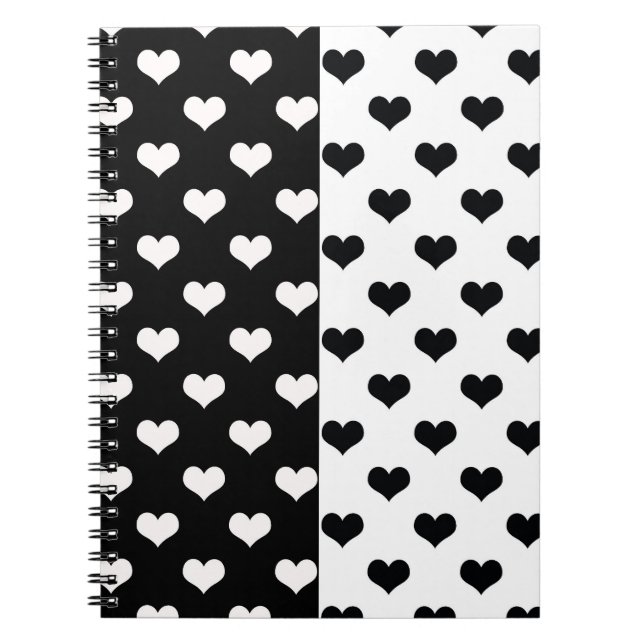 Carnet Motif de coeur Black White Love (Devant)
