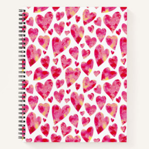 Carnet Motif de coeur d'amour rose vif