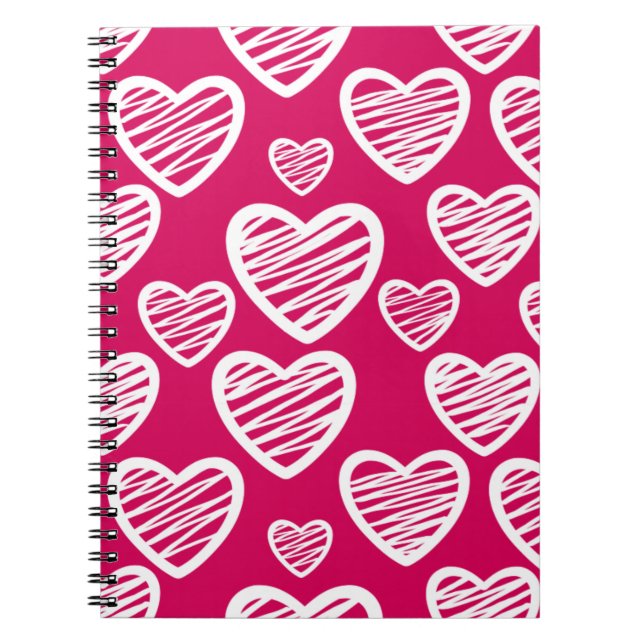 Carnet Motif de coeur Gras Rouge et Blanc Scribble (Devant)