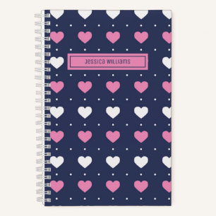 Carnet Motif de cœur minimaliste mignon rose bleu personn
