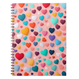 Carnet Motif de cœur multicolore