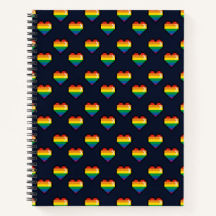 Carnet Motif de coeur Rainbow 8 bits