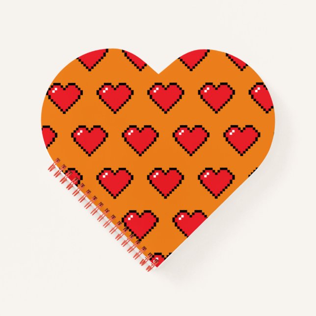 Carnet Motif de coeur Red Pixel (Devant)