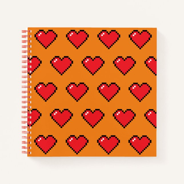 Carnet Motif de coeur Red Pixel (Devant)