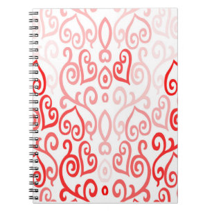 Carnet Motif de coeur rouge et rose