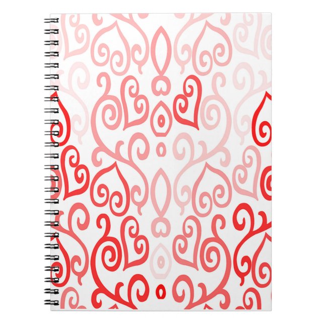 Carnet Motif de coeur rouge et rose (Devant)