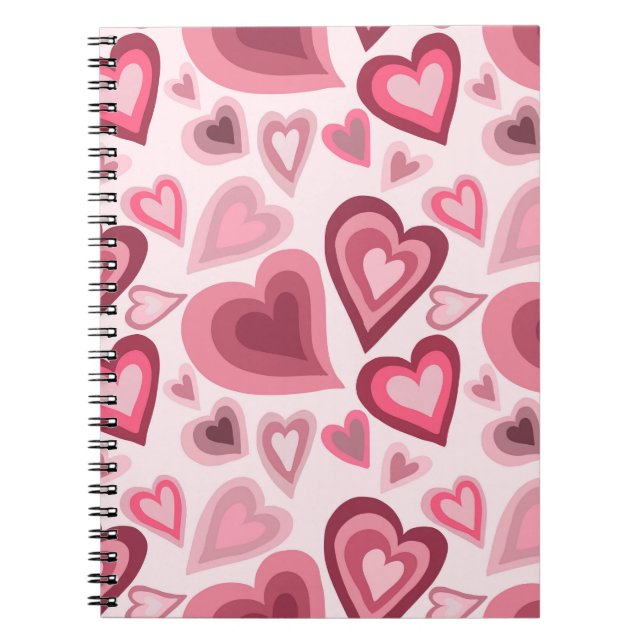 Carnet Motif de cœur superposé rose et rouge (Devant)