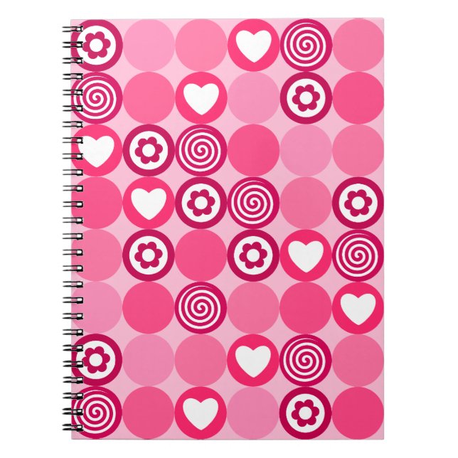 Carnet Motif de cœurs roses et de points de fleurs mignon (Devant)