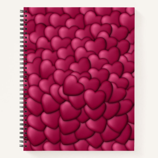 Carnet Motif de coeurs rouges 3D romantiques-32322 (Devant)