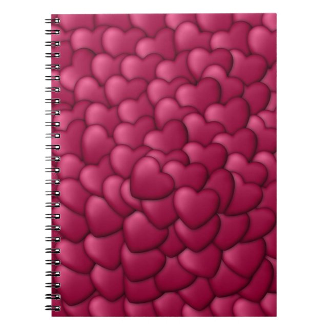 Carnet Motif de coeurs rouges 3D romantiques-32322 (Devant)