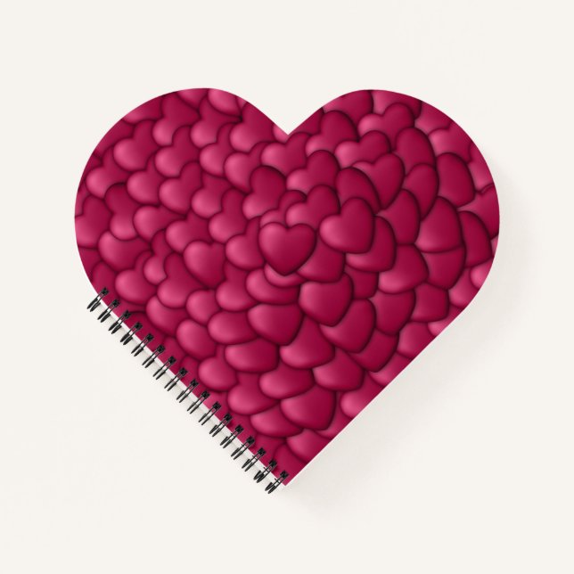 Carnet Motif de coeurs rouges 3D romantiques-32322 (Devant)