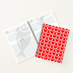 Carnet Motif de coeurs rouges et blancs