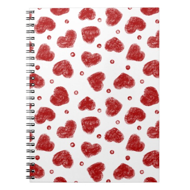 Carnet motif de coeurs rouges et blancs (Devant)