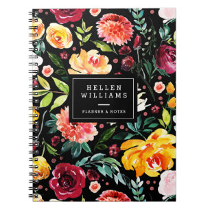 Carnet Motif de collage de fleurs à l'aquarelle gras