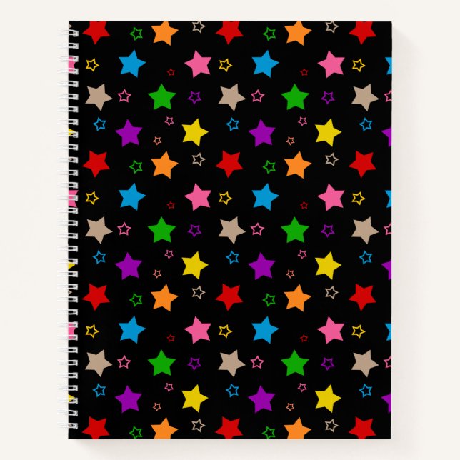 Carnet Motif de conception d'étoiles colorées noir  (Devant)