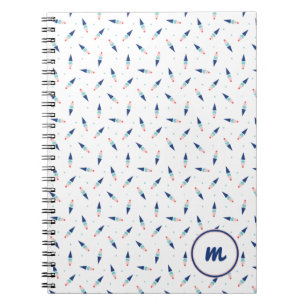 Carnet Motif de cône de crème glacée mignonne Monogramme