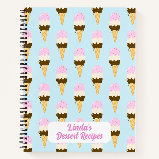Carnet Motif de cône de glace napolitain (Devant)