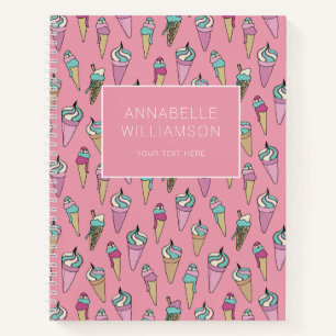 Carnet Motif de cône de glace rose