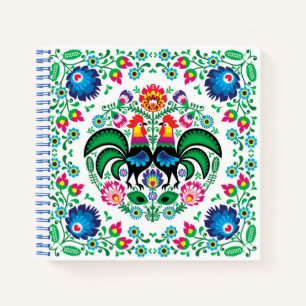 Carnet Motif de coq polonais carré