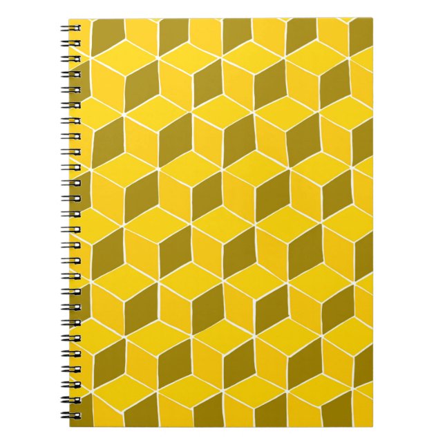 Carnet motif de courtepointe cube jaune (Devant)