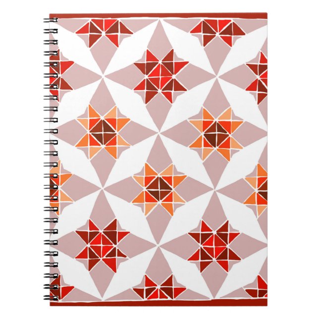 Carnet motif de courtepointe rouge et orange (Devant)
