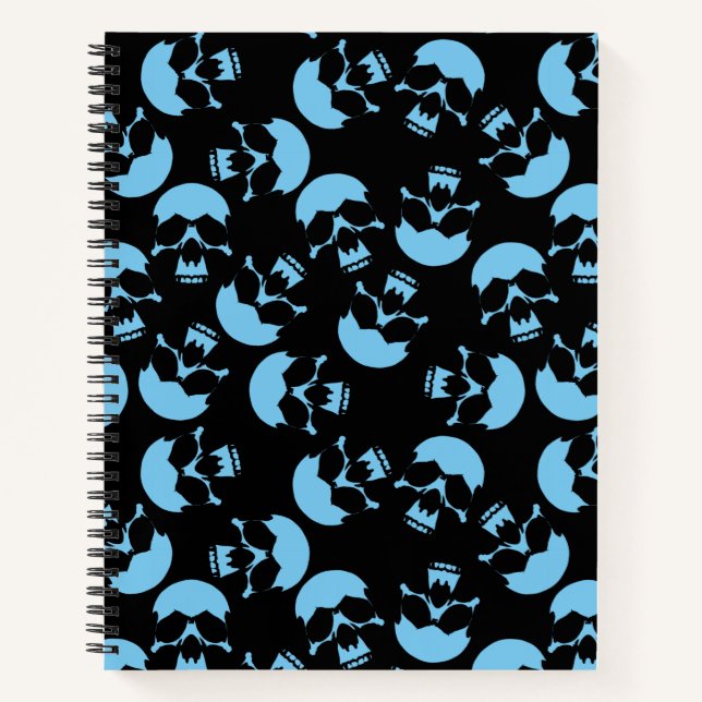 Carnet Motif de crâne noir et bleu (Devant)