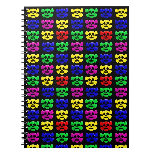 Carnet Motif de crânes colorés (Devant)