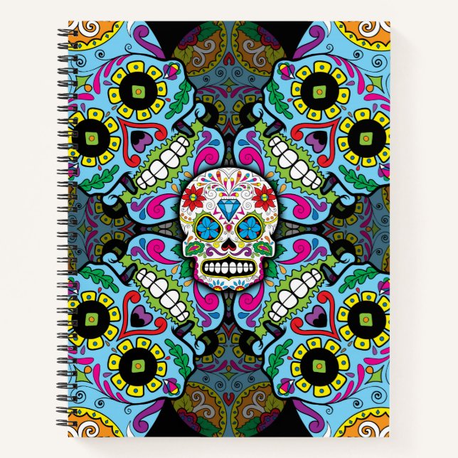 Carnet Motif de crânes de sucre (Devant)