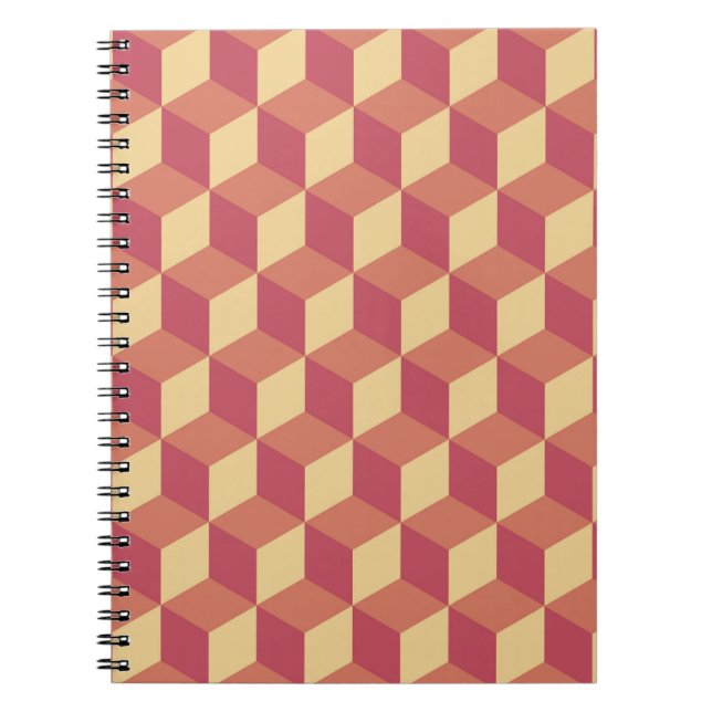Carnet Motif de Cube rouge orange Abstrait (Devant)