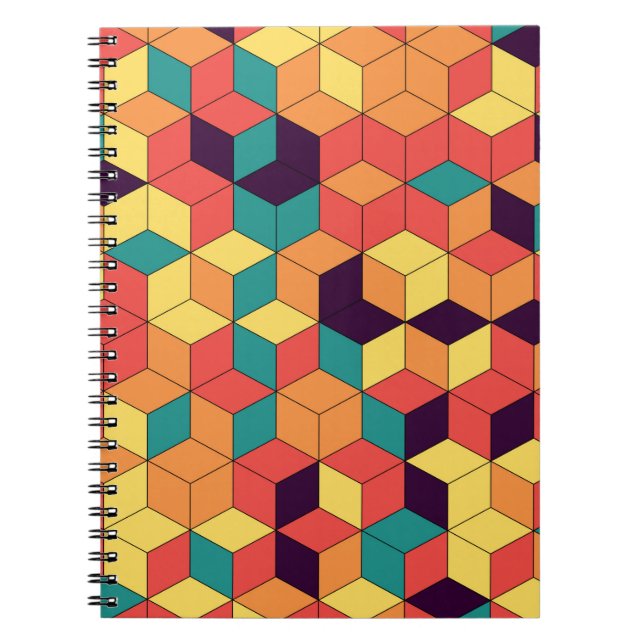 Carnet Motif de cubes de couleur géométrique et transpare (Devant)