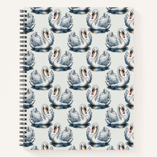 Carnet Motif de cygnes sur fond blanc  (Devant)