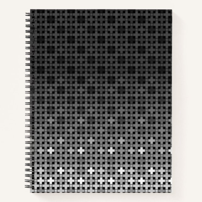 Carnet Motif de dégradé géométrique noir et blanc (Devant)