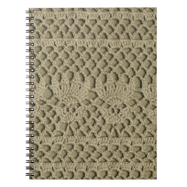 Carnet Motif de dentelle artisanale vert olive (Devant)