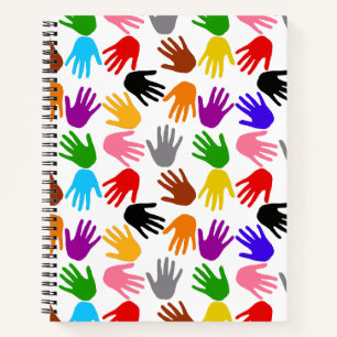 Carnet Motif de design d'empreintes de main colorées blan