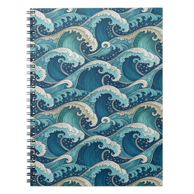 Carnet Motif de design d'été tropical avec vagues d'océan (Devant)
